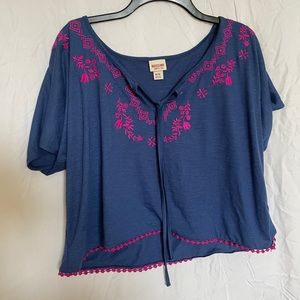 Cropped Embroidered Top